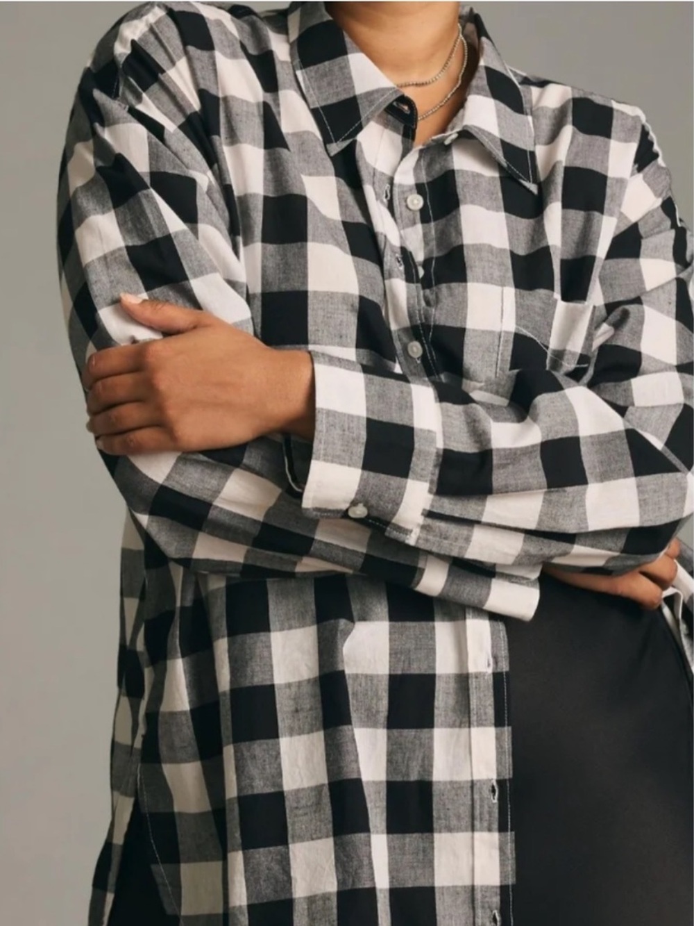 Anthropologie Maeve 100% Cotton Black White Checkered Button Down Shirt
